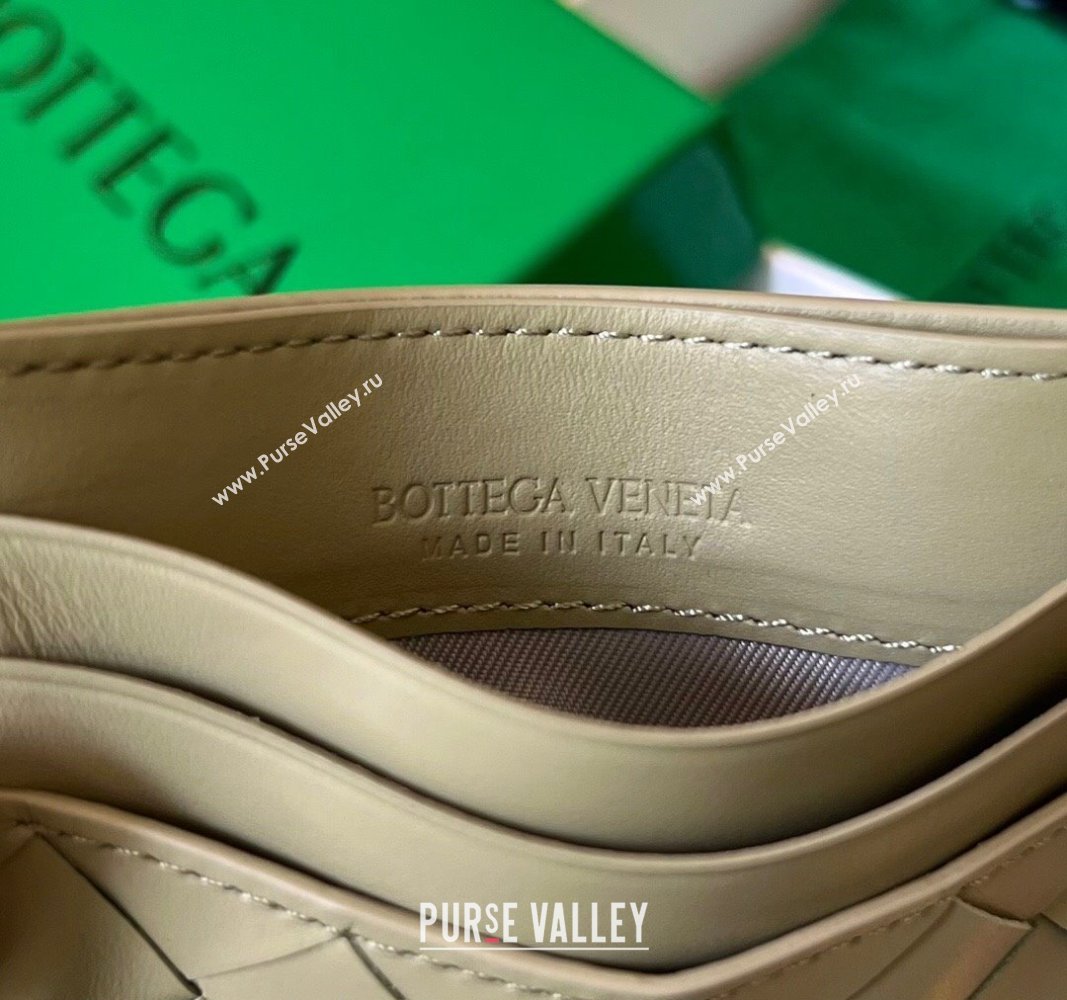 Bottega Veneta Intrecciato Leather Credit Card Case Travertine Green 2024 731956 (WT-240314056)