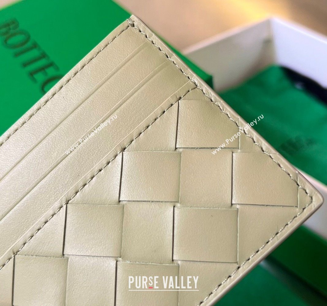 Bottega Veneta Intrecciato Leather Credit Card Case Travertine Green 2024 731956 (WT-240314056)