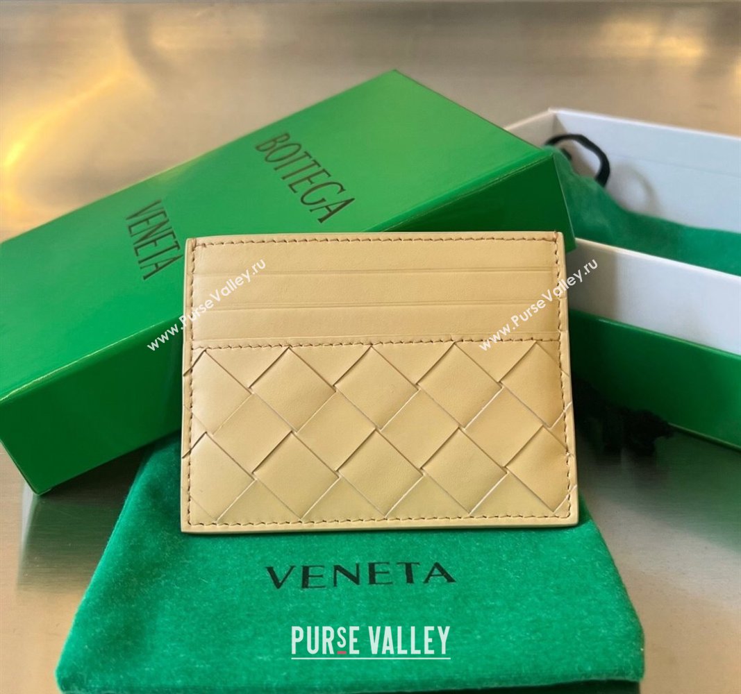 Bottega Veneta Intrecciato Leather Credit Card Case Oat Beige 2024 731956 (WT-240314057)