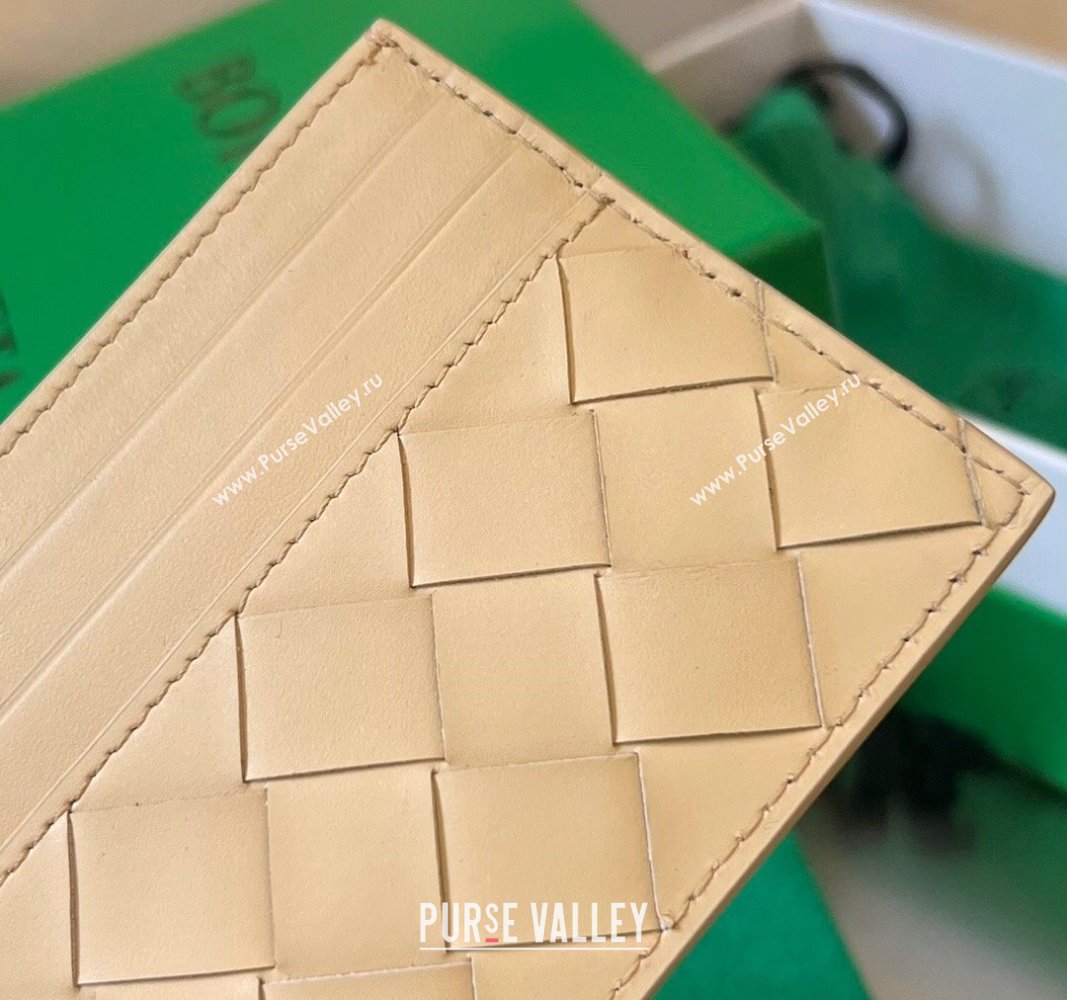 Bottega Veneta Intrecciato Leather Credit Card Case Oat Beige 2024 731956 (WT-240314057)