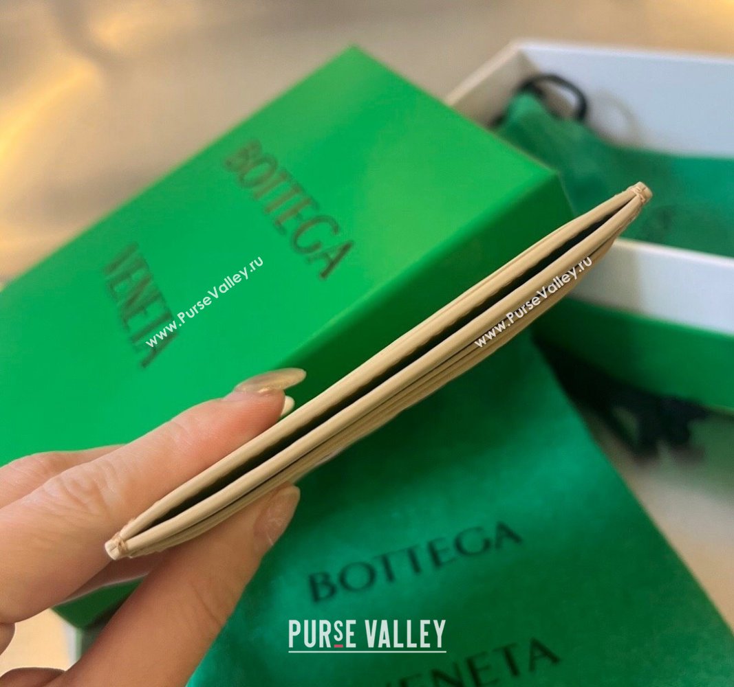 Bottega Veneta Intrecciato Leather Credit Card Case Oat Beige 2024 731956 (WT-240314057)