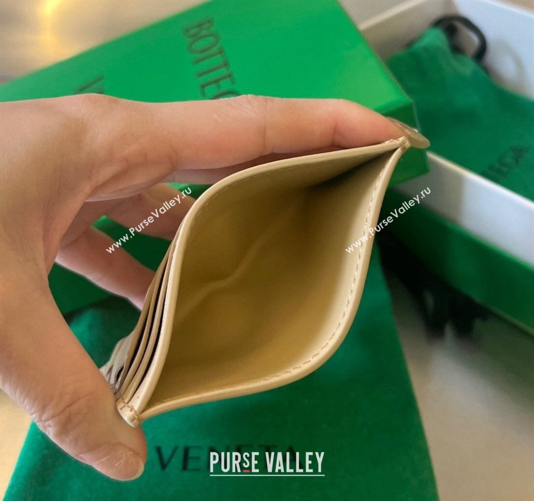 Bottega Veneta Intrecciato Leather Credit Card Case Oat Beige 2024 731956 (WT-240314057)