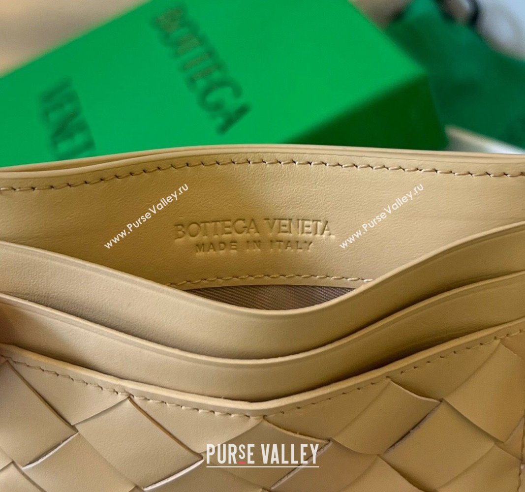 Bottega Veneta Intrecciato Leather Credit Card Case Oat Beige 2024 731956 (WT-240314057)