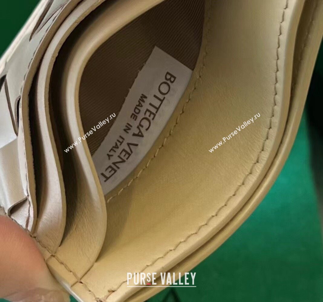 Bottega Veneta Intrecciato Leather Credit Card Case Oat Beige 2024 731956 (WT-240314057)