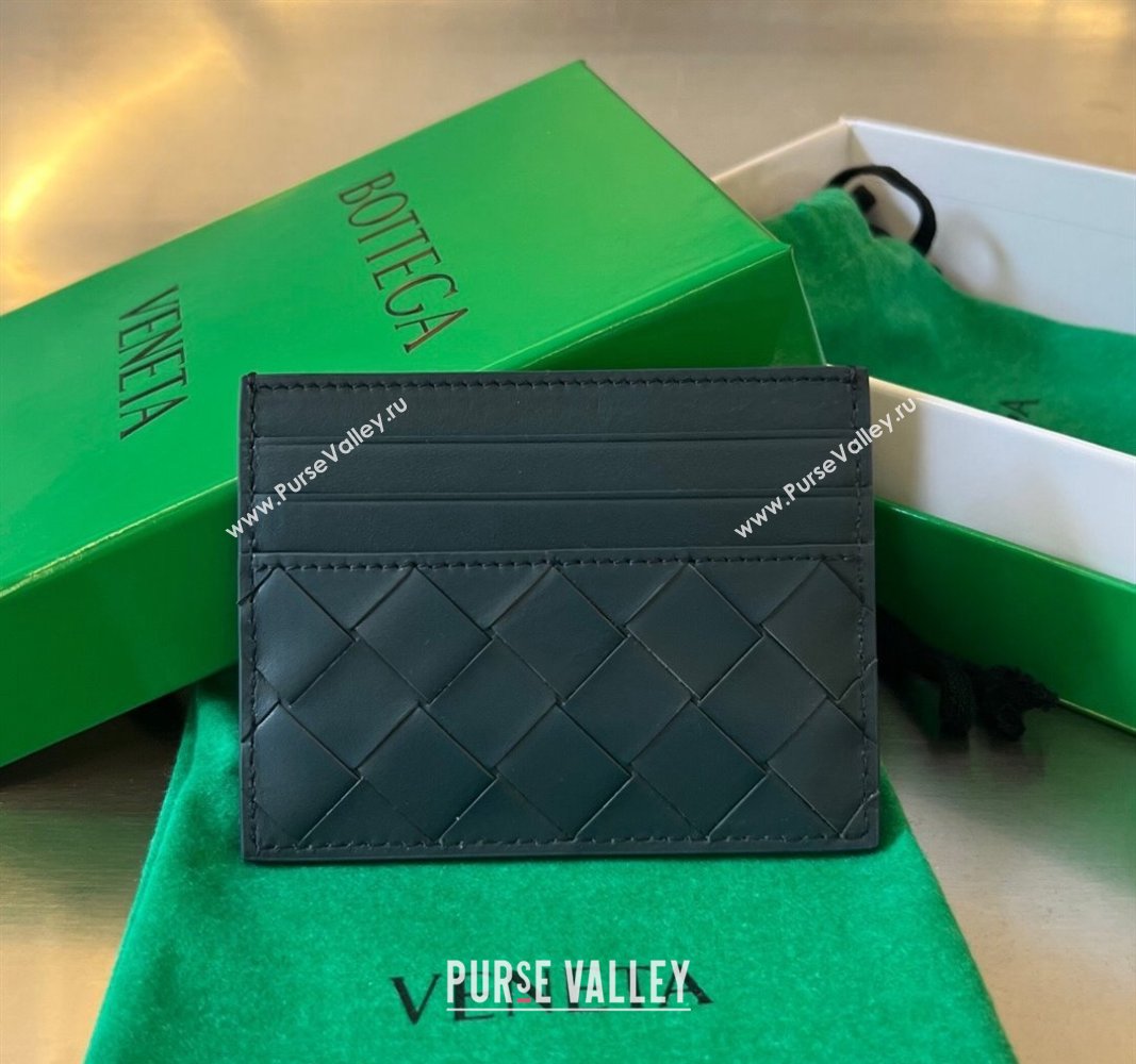 Bottega Veneta Intrecciato Leather Credit Card Case Dark Blue 2024 731956 (WT-240314058)