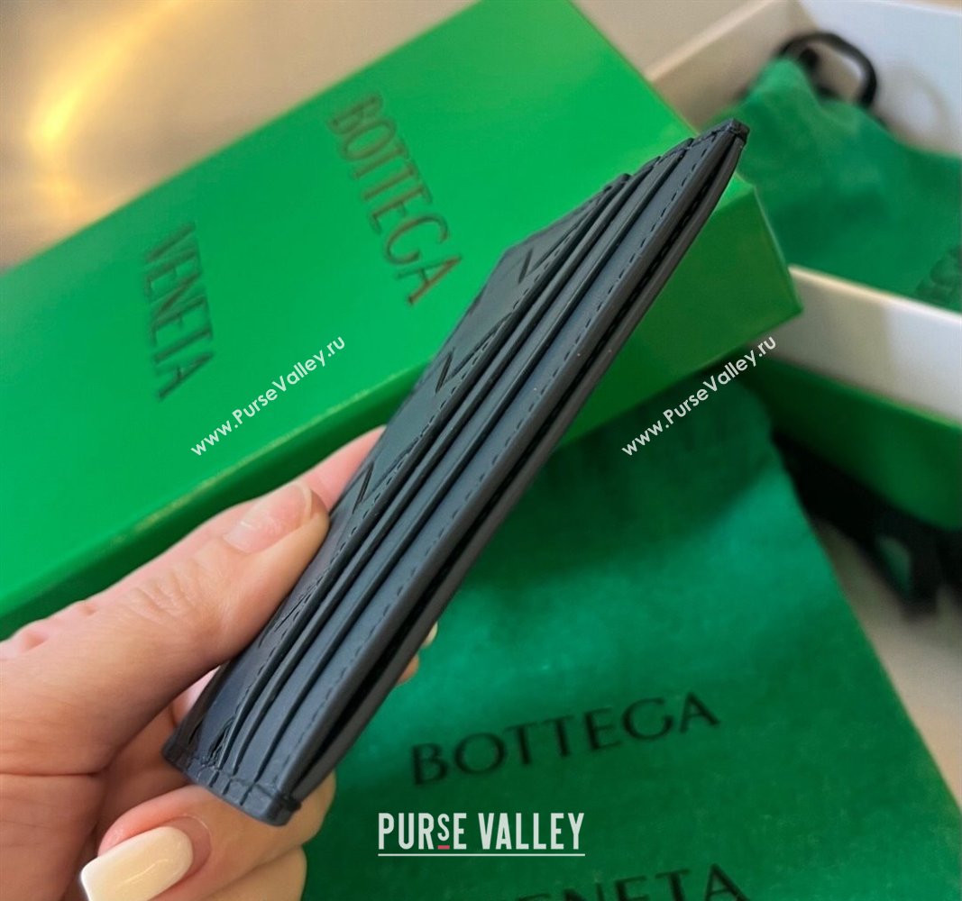 Bottega Veneta Intrecciato Leather Credit Card Case Dark Blue 2024 731956 (WT-240314058)