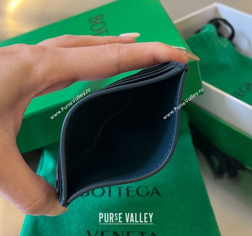 Bottega Veneta Intrecciato Leather Credit Card Case Dark Blue 2024 731956 (WT-240314058)