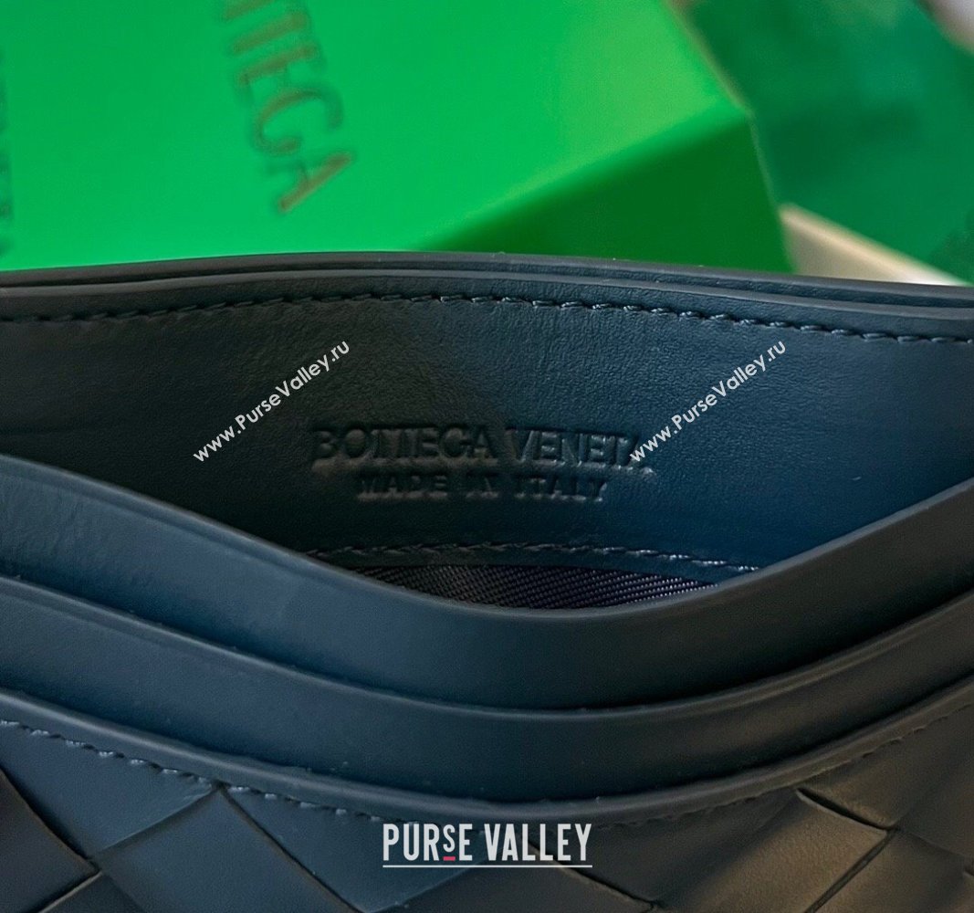 Bottega Veneta Intrecciato Leather Credit Card Case Dark Blue 2024 731956 (WT-240314058)