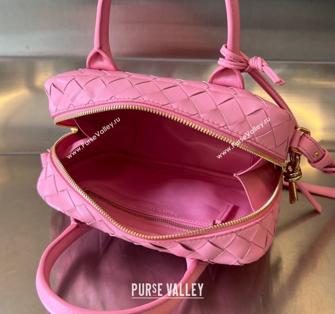 Bottega Veneta Small Getaway Top Handle Bag in Intrecciato Leather Pink 2023 776736 (WT-240314047)