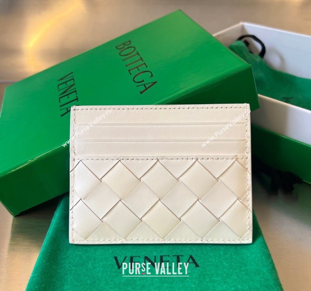 Bottega Veneta Intrecciato Leather Credit Card Case White 2024 731956 (WT-240314060)
