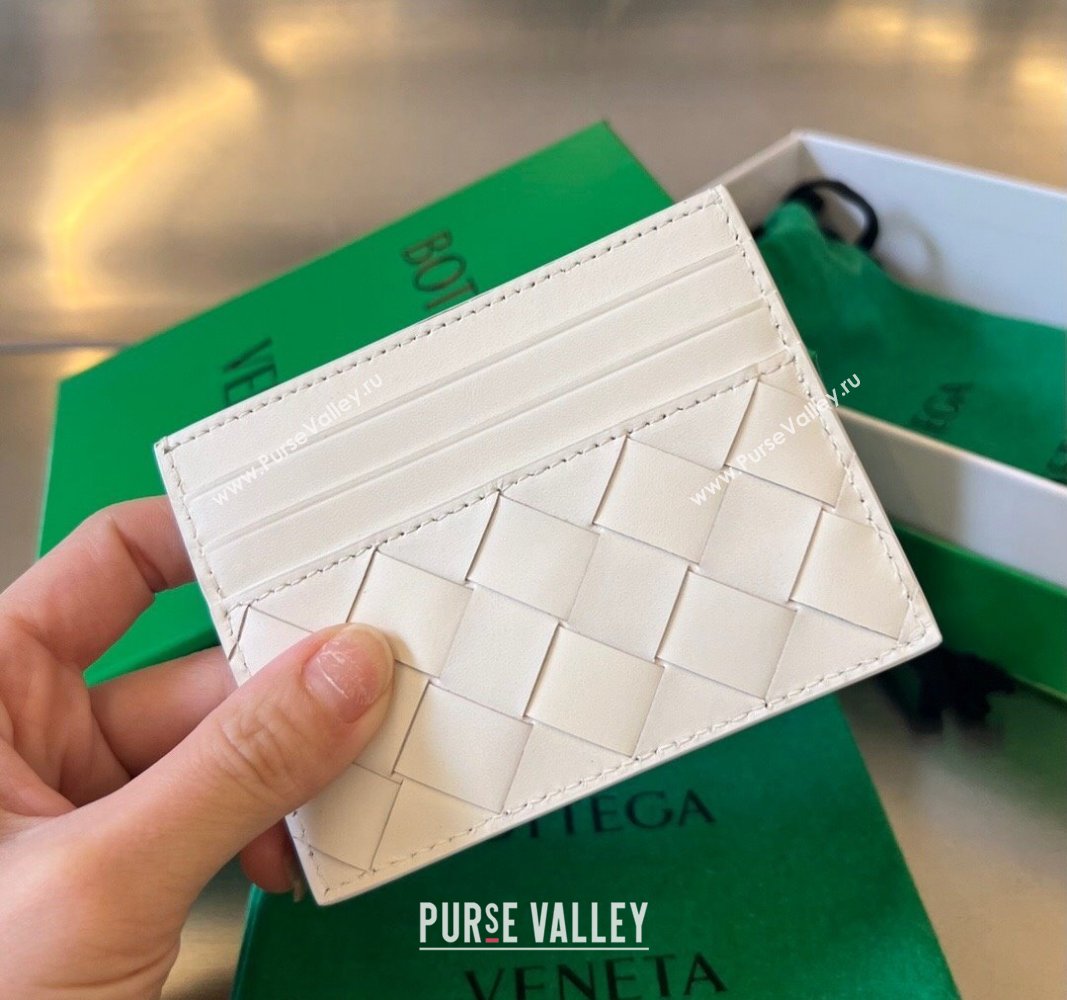 Bottega Veneta Intrecciato Leather Credit Card Case White 2024 731956 (WT-240314060)