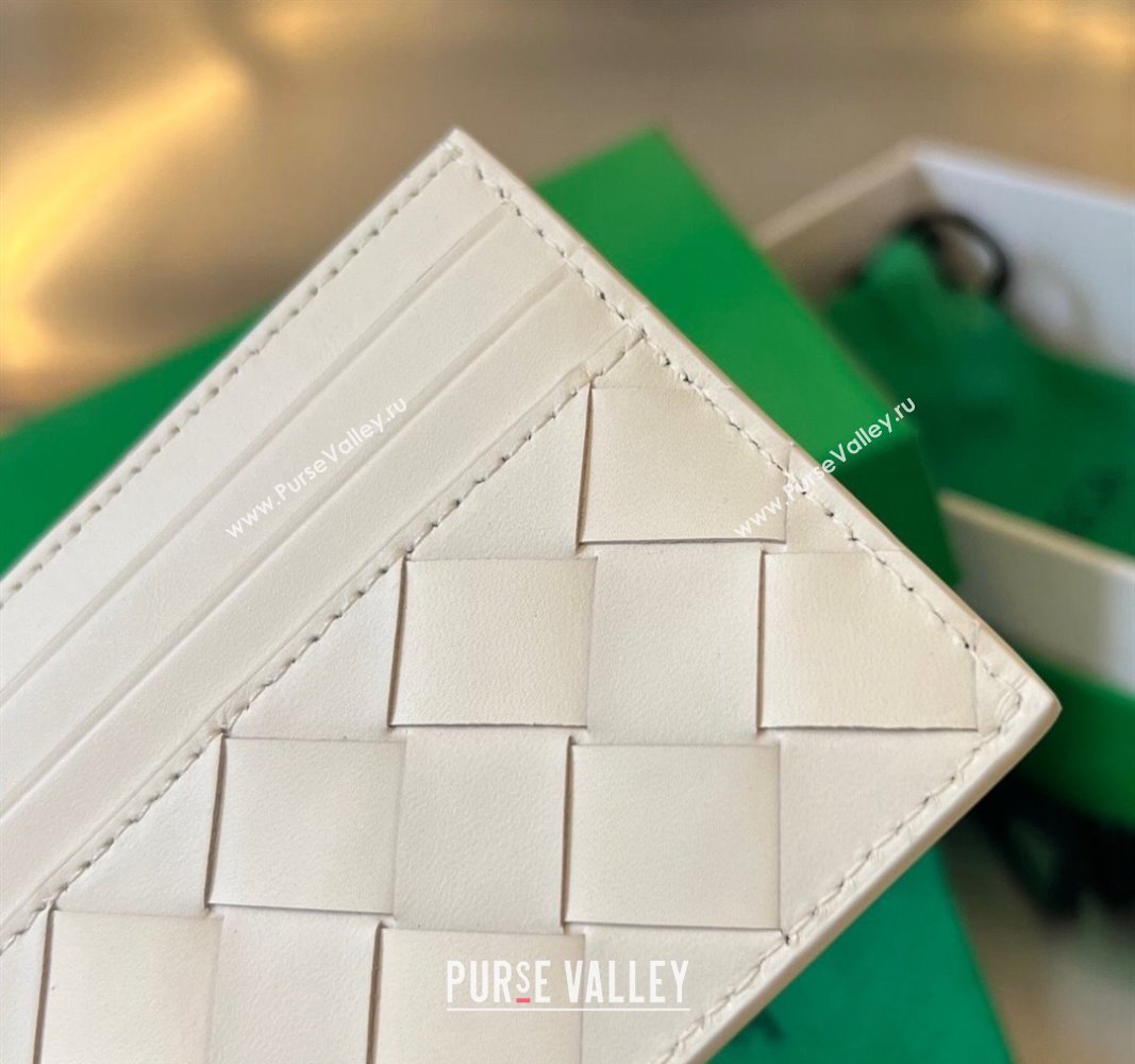 Bottega Veneta Intrecciato Leather Credit Card Case White 2024 731956 (WT-240314060)