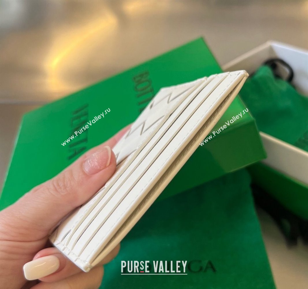 Bottega Veneta Intrecciato Leather Credit Card Case White 2024 731956 (WT-240314060)