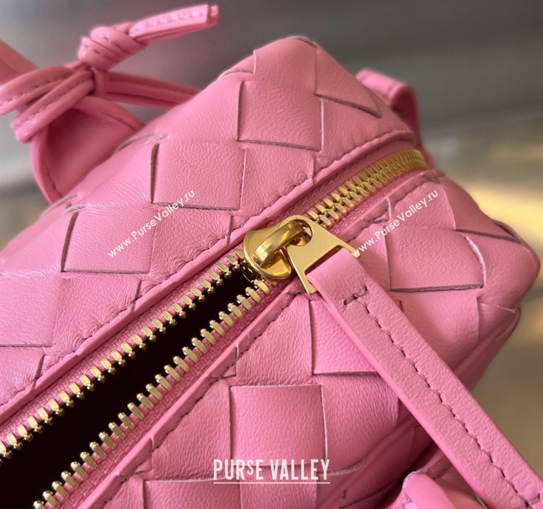 Bottega Veneta Small Getaway Top Handle Bag in Intrecciato Leather Pink 2023 776736 (WT-240314047)
