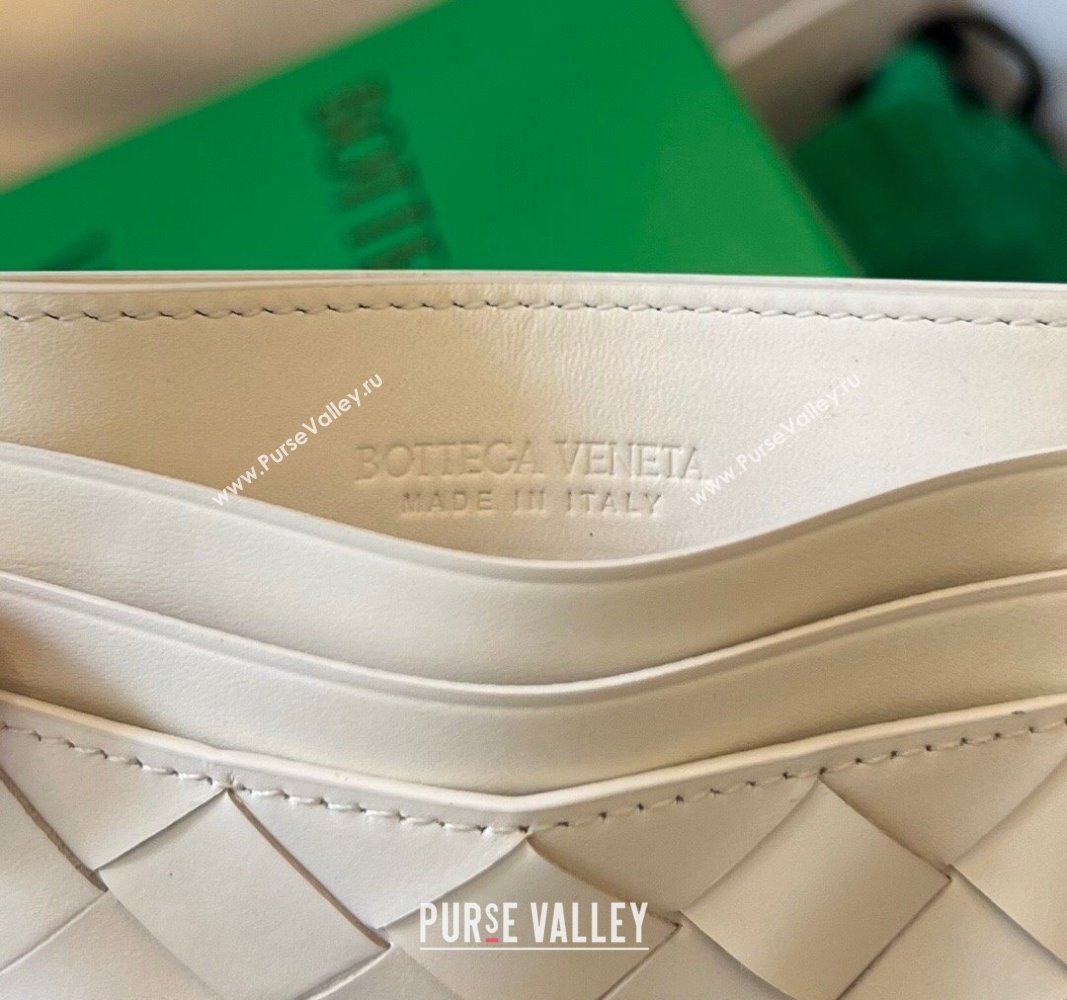 Bottega Veneta Intrecciato Leather Credit Card Case White 2024 731956 (WT-240314060)