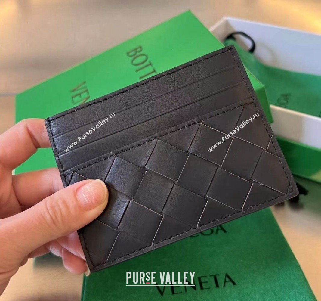 Bottega Veneta Intrecciato Leather Credit Card Case Dark Chocolate 2024 731956 (WT-240314061)