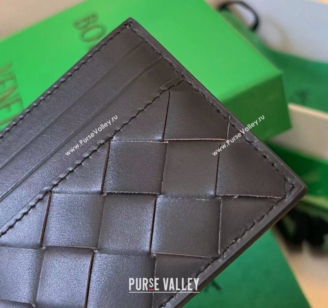 Bottega Veneta Intrecciato Leather Credit Card Case Dark Chocolate 2024 731956 (WT-240314061)