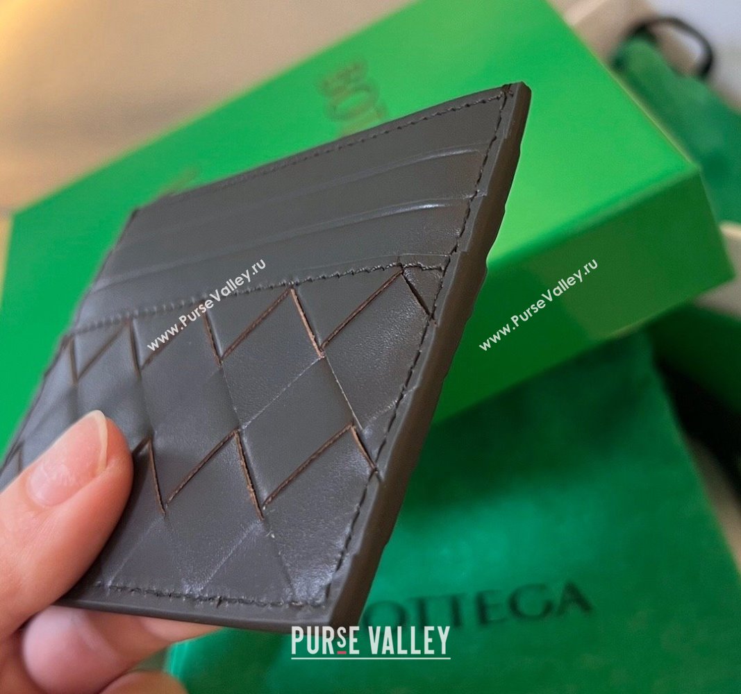 Bottega Veneta Intrecciato Leather Credit Card Case Dark Chocolate 2024 731956 (WT-240314061)