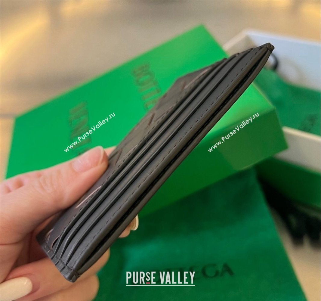 Bottega Veneta Intrecciato Leather Credit Card Case Dark Chocolate 2024 731956 (WT-240314061)