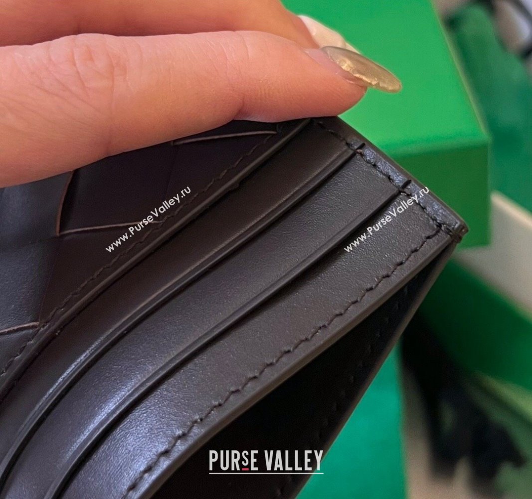 Bottega Veneta Intrecciato Leather Credit Card Case Dark Chocolate 2024 731956 (WT-240314061)