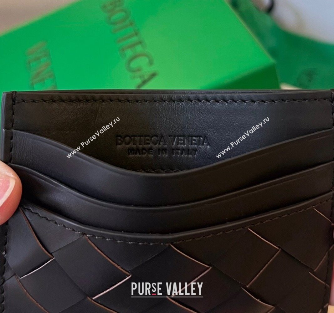 Bottega Veneta Intrecciato Leather Credit Card Case Dark Chocolate 2024 731956 (WT-240314061)