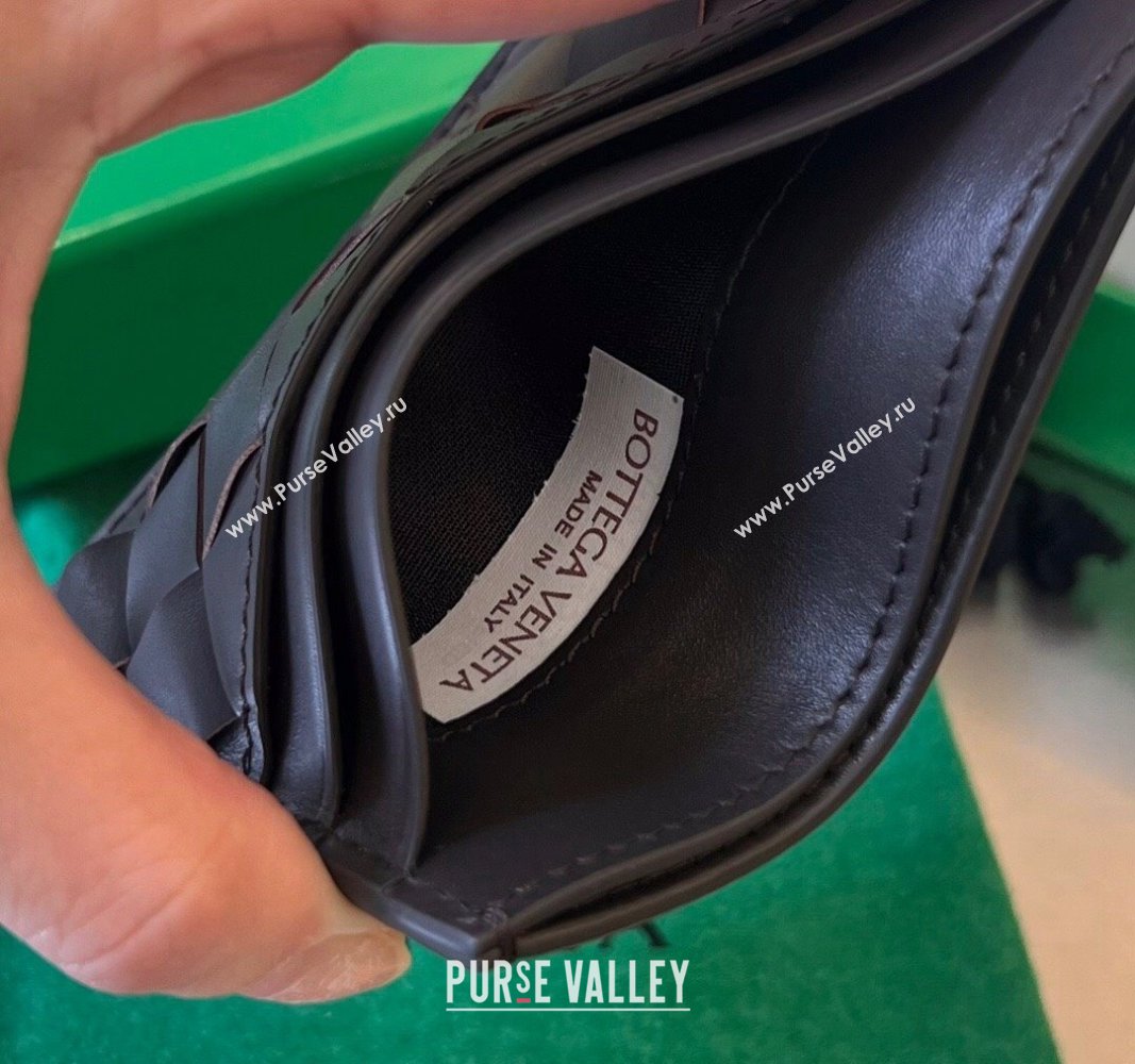 Bottega Veneta Intrecciato Leather Credit Card Case Dark Chocolate 2024 731956 (WT-240314061)