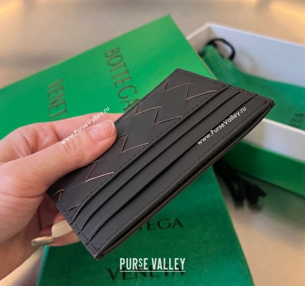 Bottega Veneta Intrecciato Leather Credit Card Case Dark Chocolate 2024 731956 (WT-240314061)