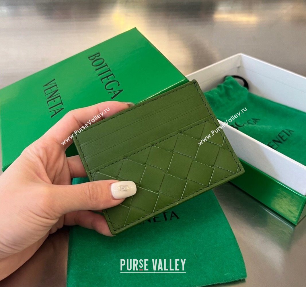 Bottega Veneta Intrecciato Leather Credit Card Case Avocado Green 2024 731956 (WT-240314062)