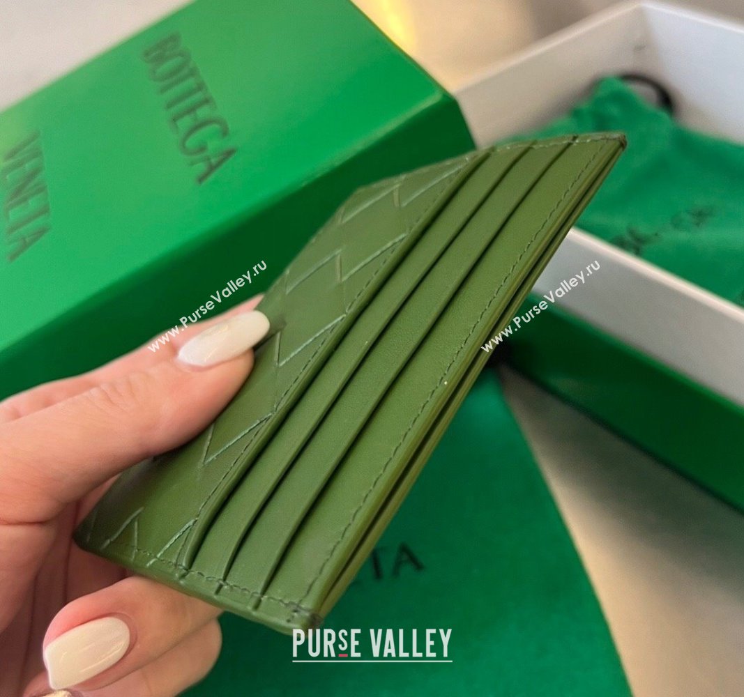 Bottega Veneta Intrecciato Leather Credit Card Case Avocado Green 2024 731956 (WT-240314062)