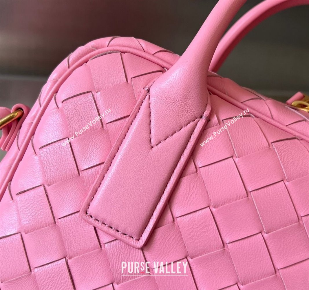 Bottega Veneta Small Getaway Top Handle Bag in Intrecciato Leather Pink 2023 776736 (WT-240314047)