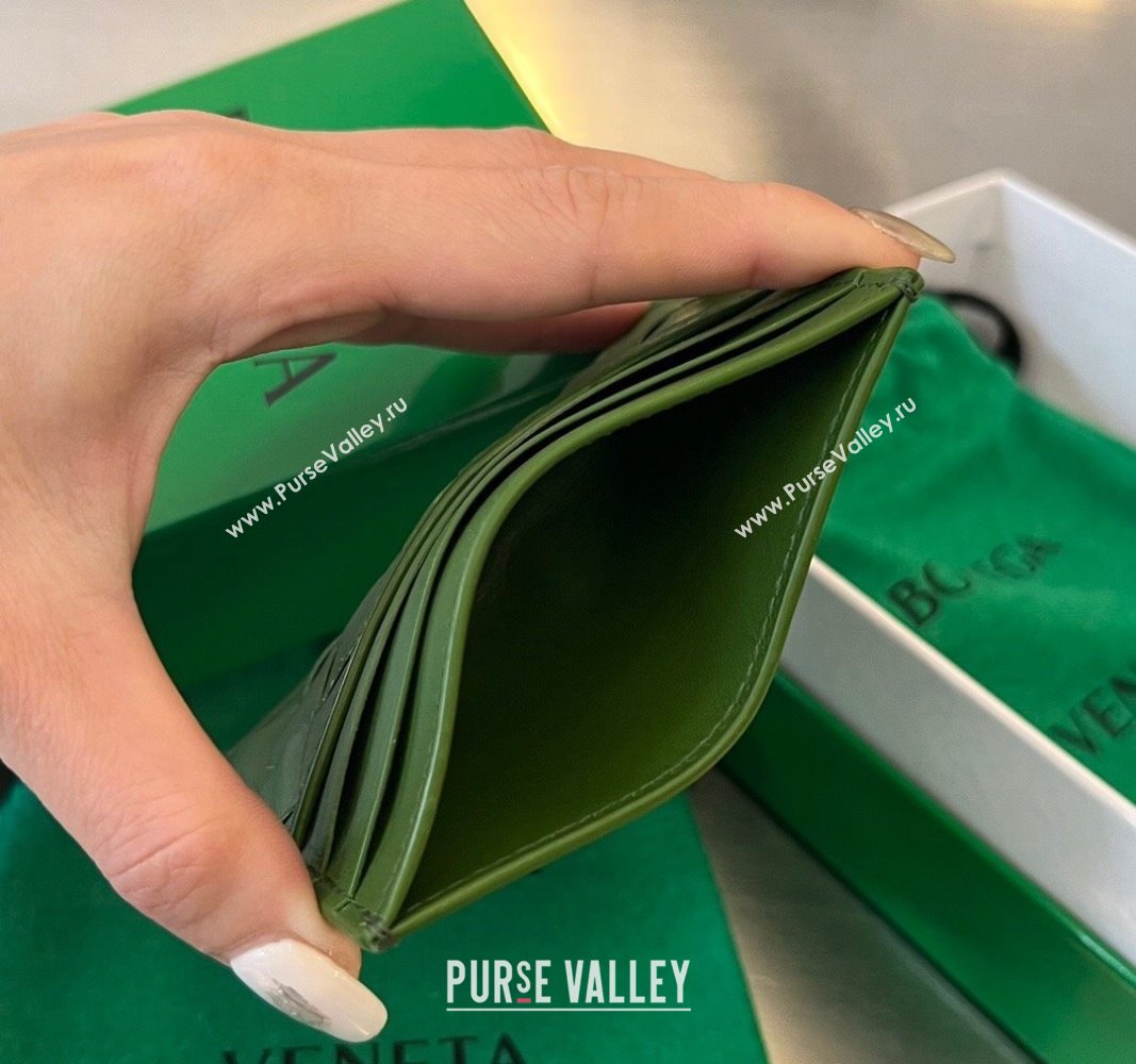 Bottega Veneta Intrecciato Leather Credit Card Case Avocado Green 2024 731956 (WT-240314062)