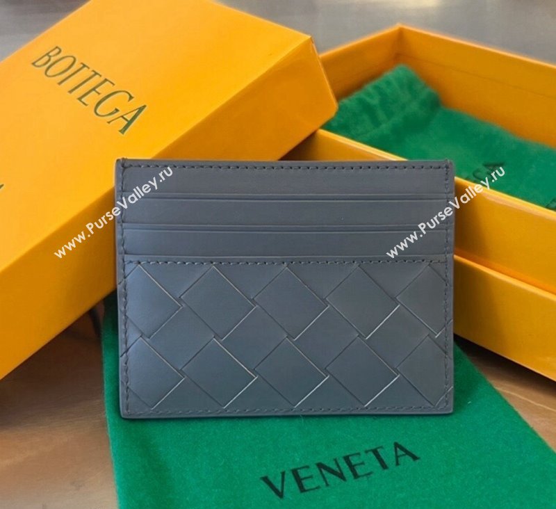 Bottega Veneta Intrecciato Leather Credit Card Case Grey 2 2024 731956 (WT-240314064)