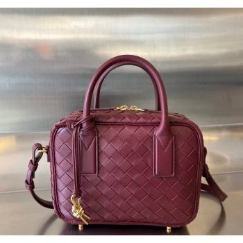 Bottega Veneta Small Getaway Top Handle Bag in Intrecciato Leather Burgundy 2023 776736 (WT-240314048)