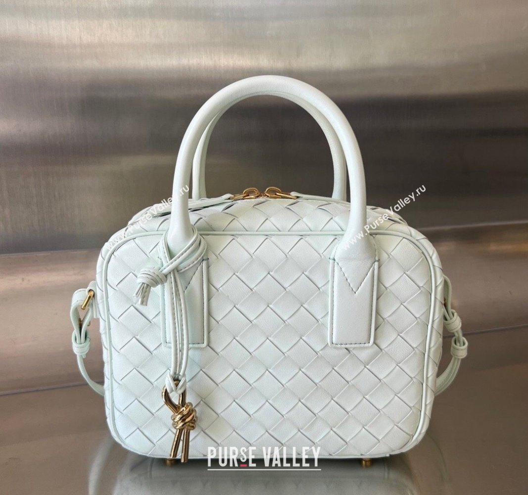 Bottega Veneta Small Getaway Top Handle Bag in Intrecciato Leather Glacier Blue 2023 776736 (WT-240314046)