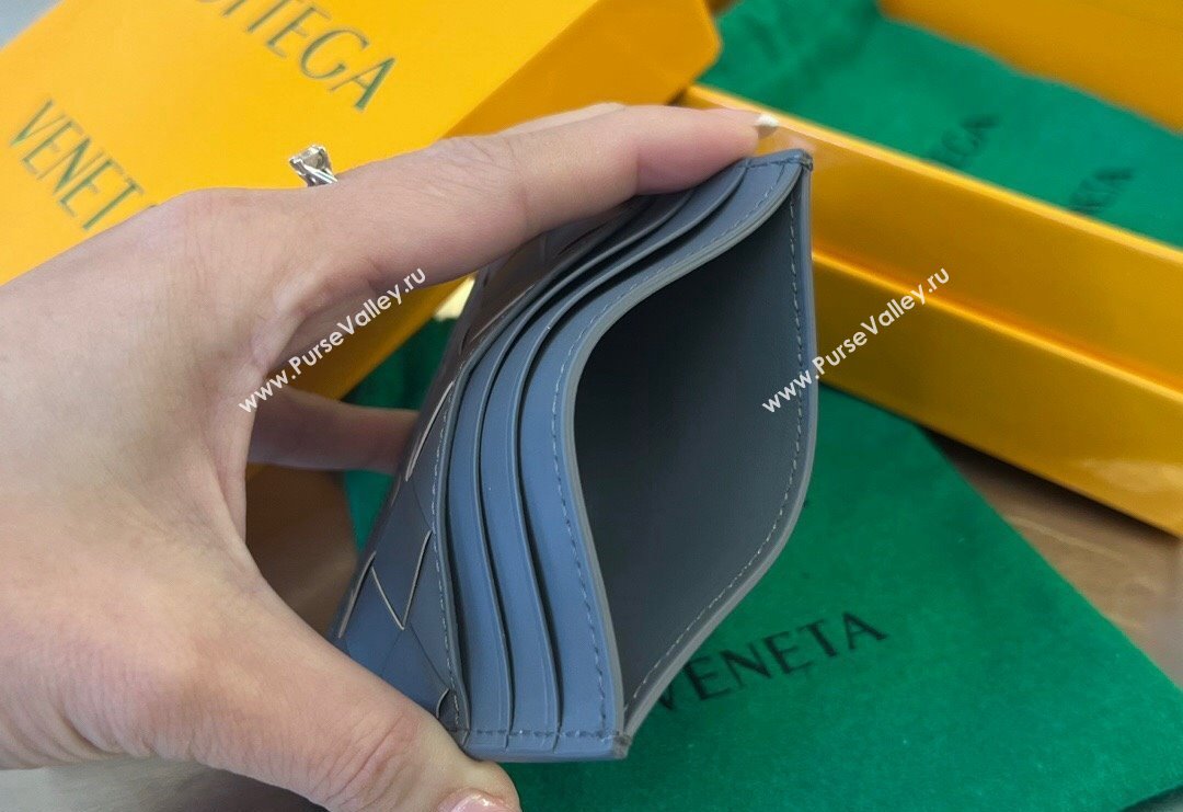 Bottega Veneta Intrecciato Leather Credit Card Case Grey 2 2024 731956 (WT-240314064)
