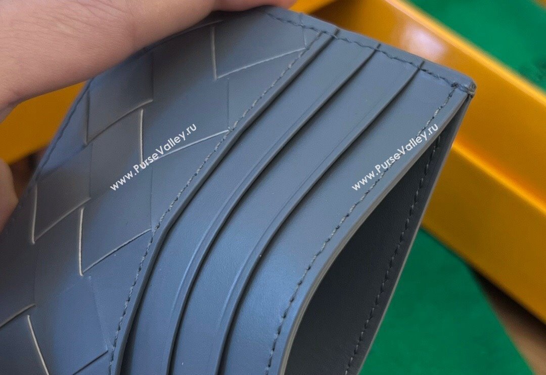 Bottega Veneta Intrecciato Leather Credit Card Case Grey 2 2024 731956 (WT-240314064)