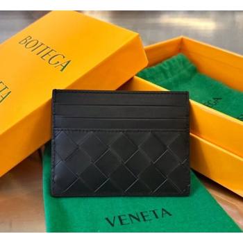 Bottega Veneta Intrecciato Leather Credit Card Case Black 2024 731956 (WT-240314065)