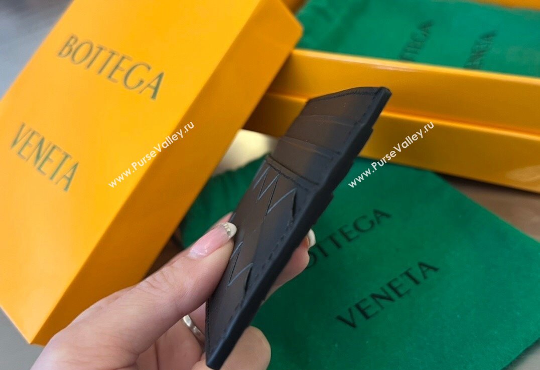 Bottega Veneta Intrecciato Leather Credit Card Case Black 2024 731956 (WT-240314065)