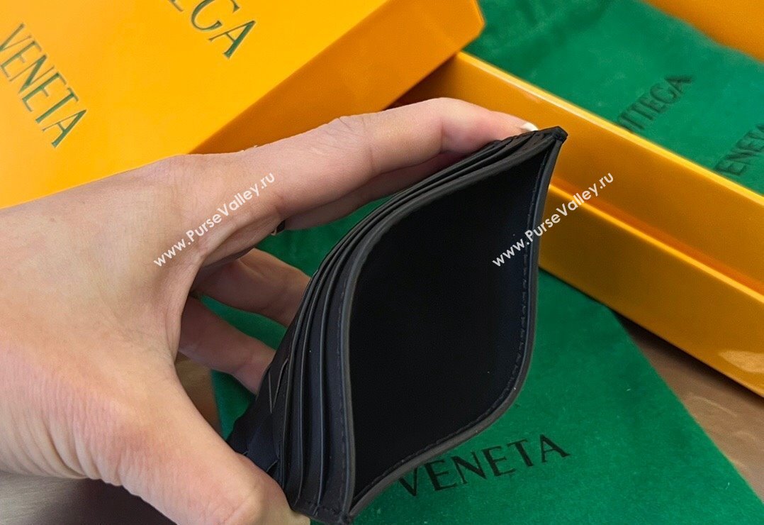 Bottega Veneta Intrecciato Leather Credit Card Case Black 2024 731956 (WT-240314065)