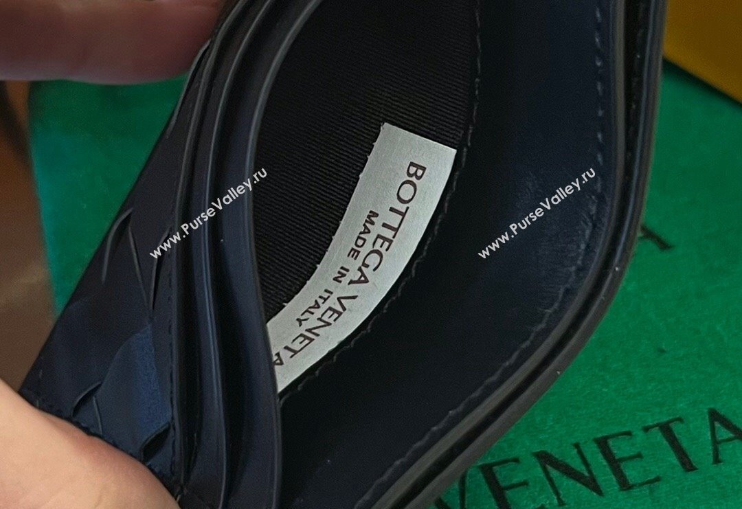 Bottega Veneta Intrecciato Leather Credit Card Case Black 2024 731956 (WT-240314065)