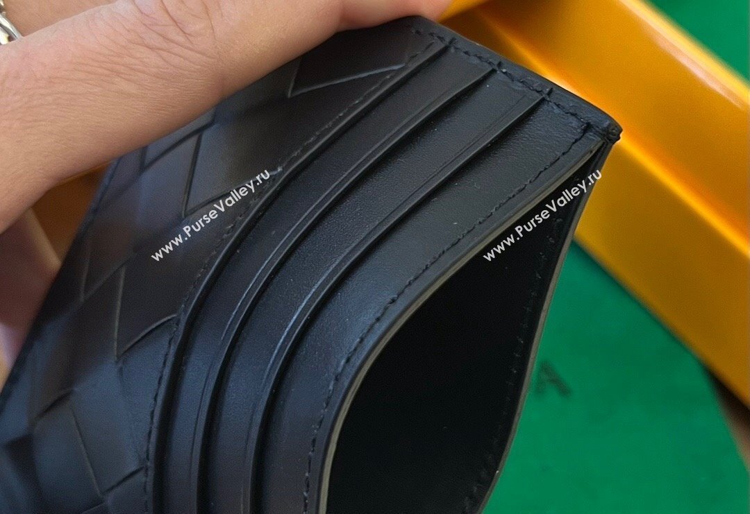 Bottega Veneta Intrecciato Leather Credit Card Case Black 2024 731956 (WT-240314065)