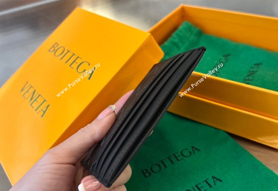 Bottega Veneta Intrecciato Leather Credit Card Case Black 2024 731956 (WT-240314065)