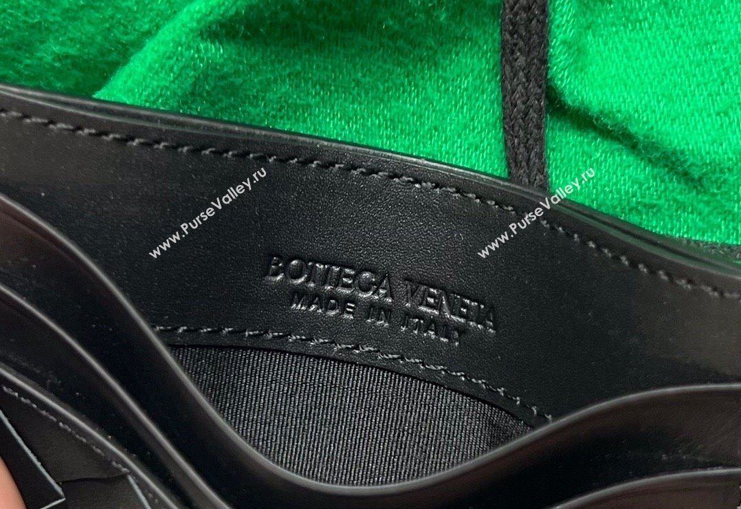 Bottega Veneta Intrecciato Leather Credit Card Case Black 2024 731956 (WT-240314065)