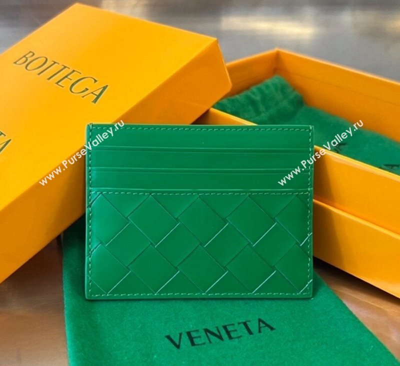 Bottega Veneta Intrecciato Leather Credit Card Case Parrot Green 2024 731956 (WT-240314066)
