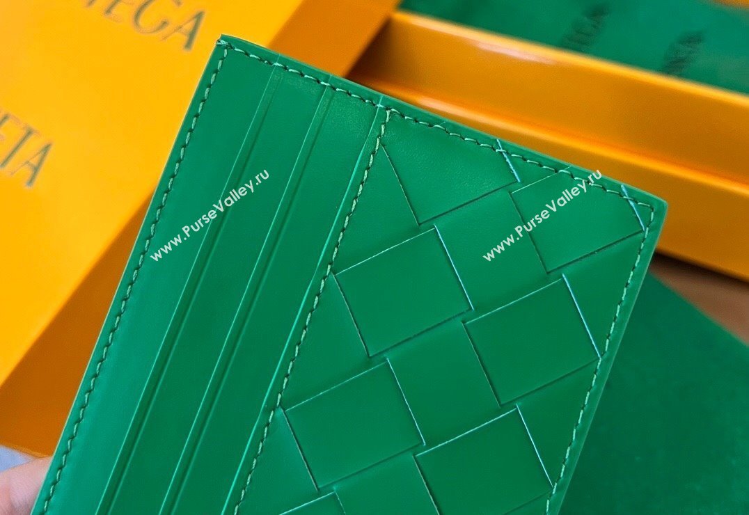 Bottega Veneta Intrecciato Leather Credit Card Case Parrot Green 2024 731956 (WT-240314066)