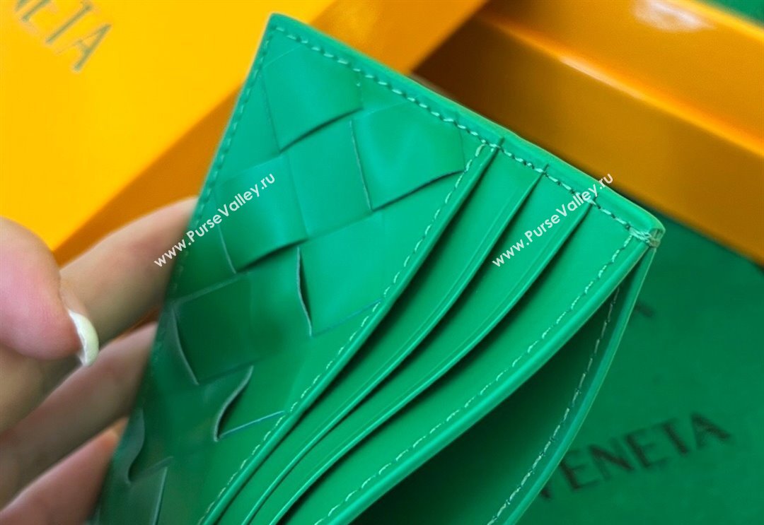 Bottega Veneta Intrecciato Leather Credit Card Case Parrot Green 2024 731956 (WT-240314066)