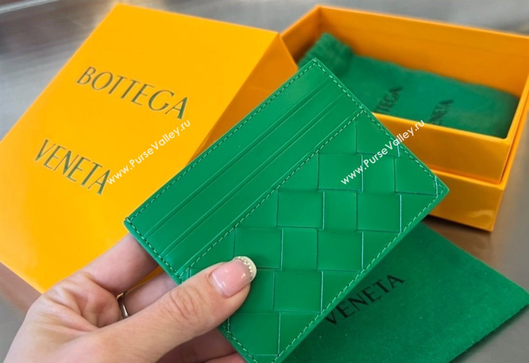 Bottega Veneta Intrecciato Leather Credit Card Case Parrot Green 2024 731956 (WT-240314066)