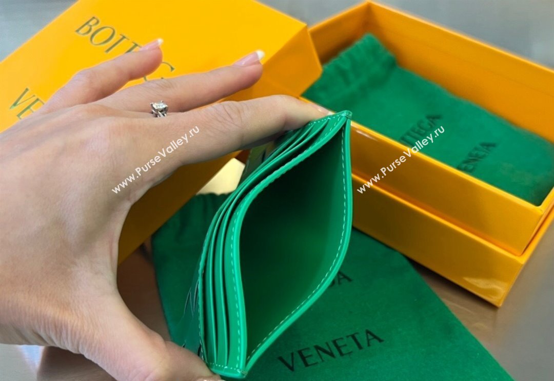 Bottega Veneta Intrecciato Leather Credit Card Case Parrot Green 2024 731956 (WT-240314066)