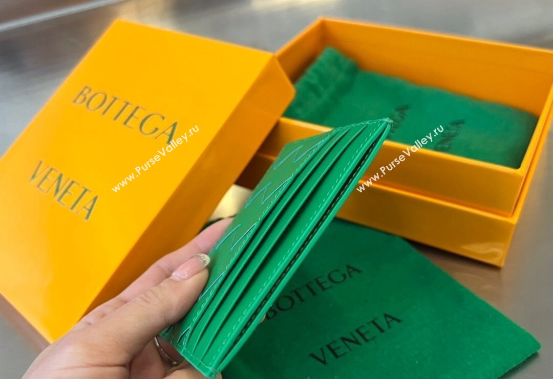 Bottega Veneta Intrecciato Leather Credit Card Case Parrot Green 2024 731956 (WT-240314066)