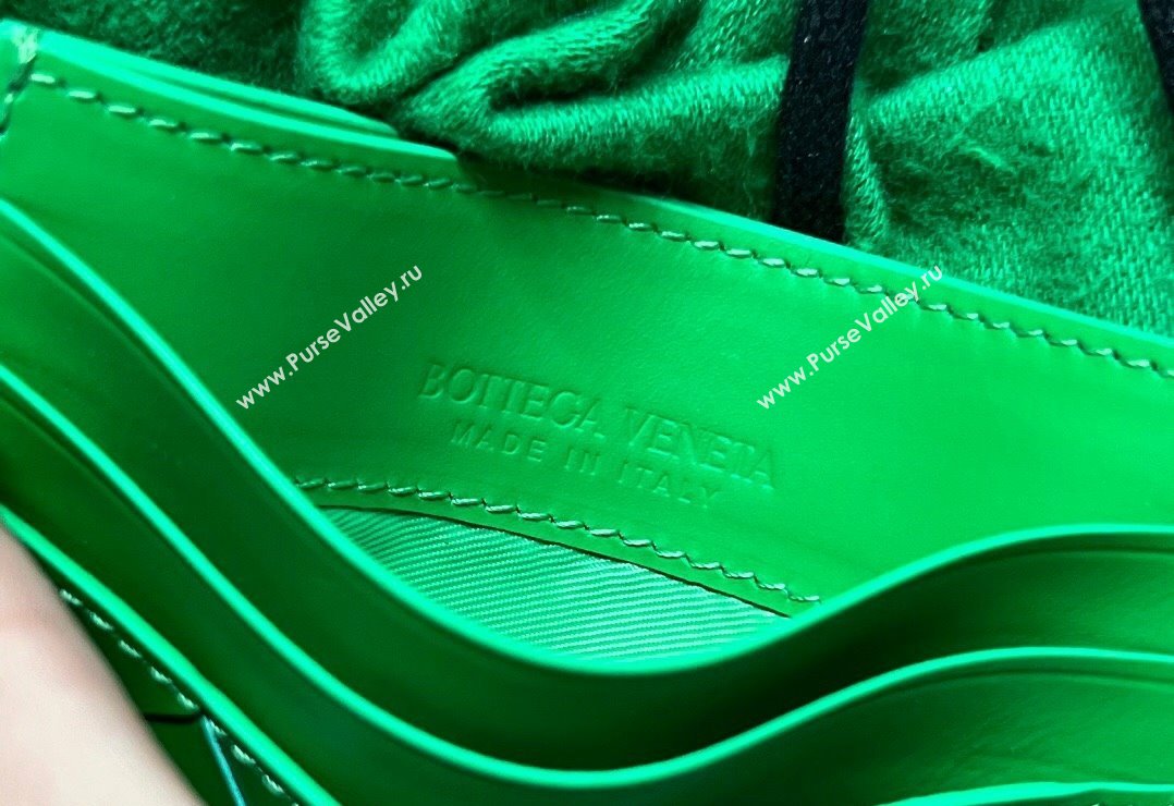 Bottega Veneta Intrecciato Leather Credit Card Case Parrot Green 2024 731956 (WT-240314066)
